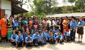 First Lady of the State, Smt.Rita Rajkhowa with  members of Muskan Welfare Society and staffs and Students of Oju Mission School, Naharlagun on 30th March2016.